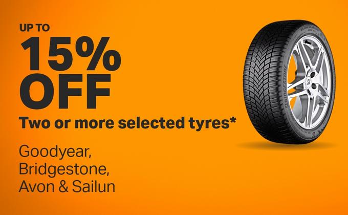 Up to 15% off two or more selected tyres